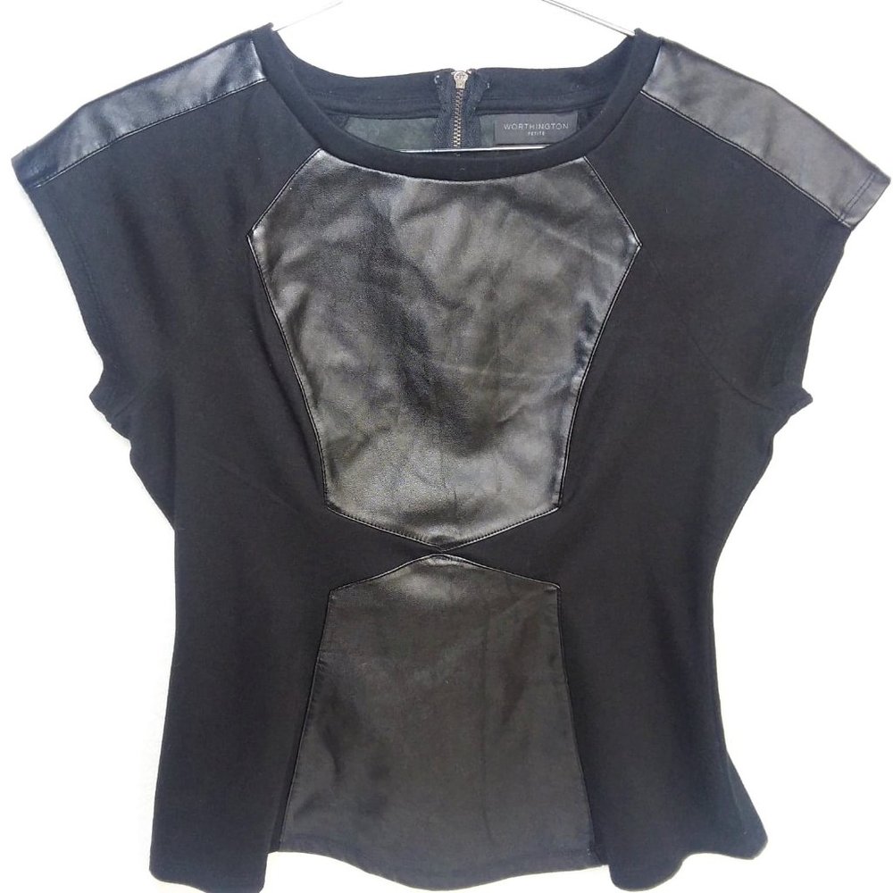 WORTHINGTON Black Faux Leather Petite Small